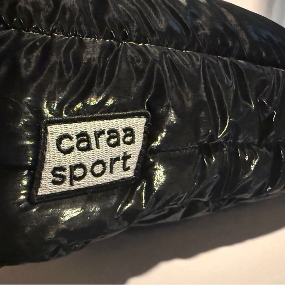 NWT Caraa Sport Fractus Quilted Puffer Tote Bag Black Gold NEW - Picture 5 of 9